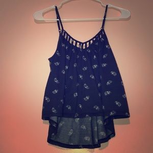 Dark grey and white, cropped tank top